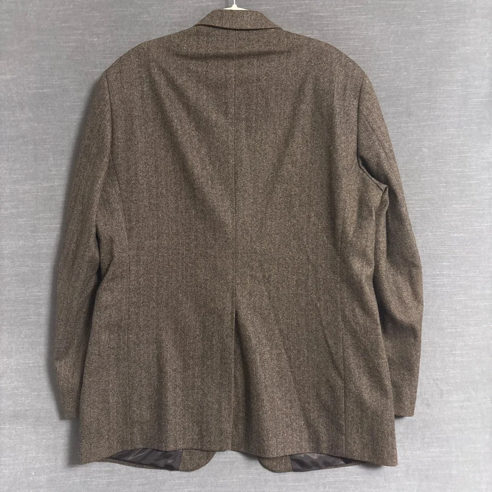 Vintage Gianfranco Ruffini Sport Coat 44L Brown Herringbone Camel Hair Tweed